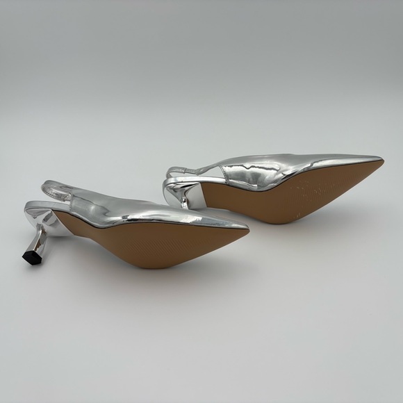 ✨ NEW Metallic Silver Slingback Kitten Heels ✨ - Picture 6 of 8